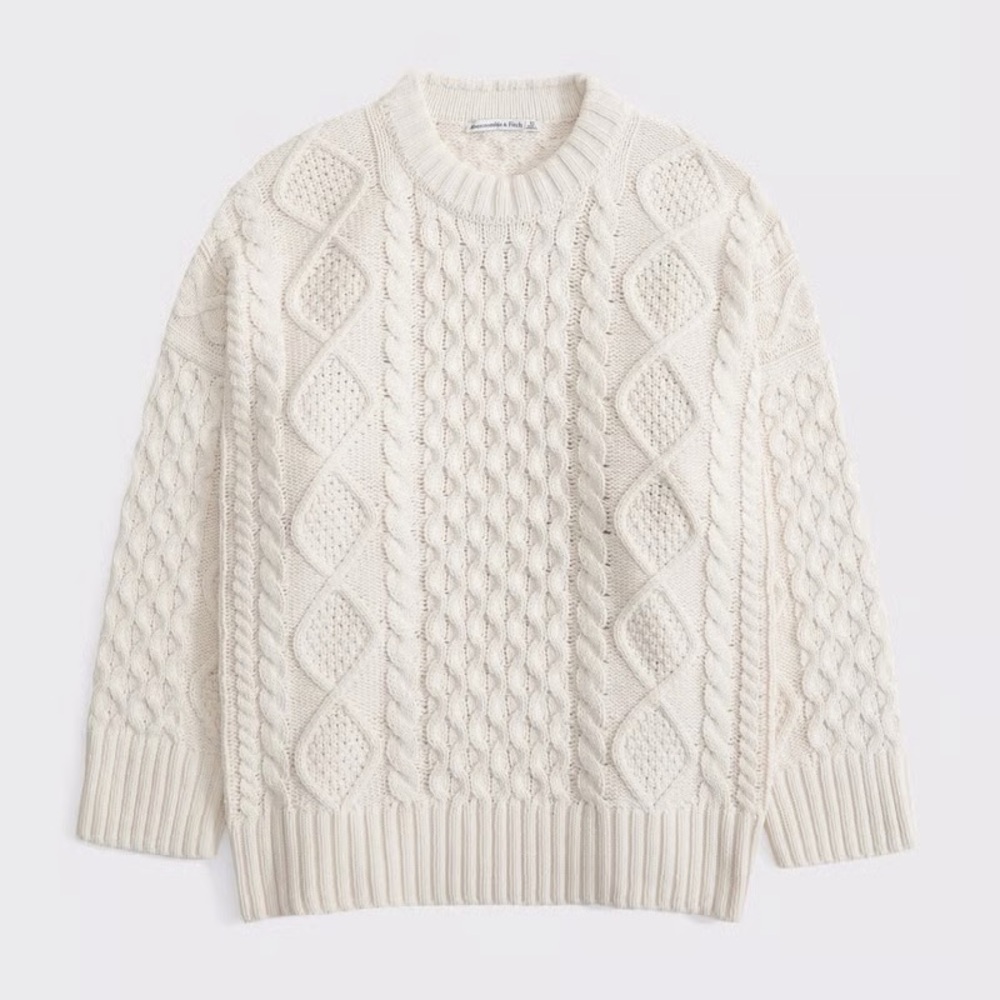 Abercrombie x Kathleen Post Oversize Cable Knit Sweater